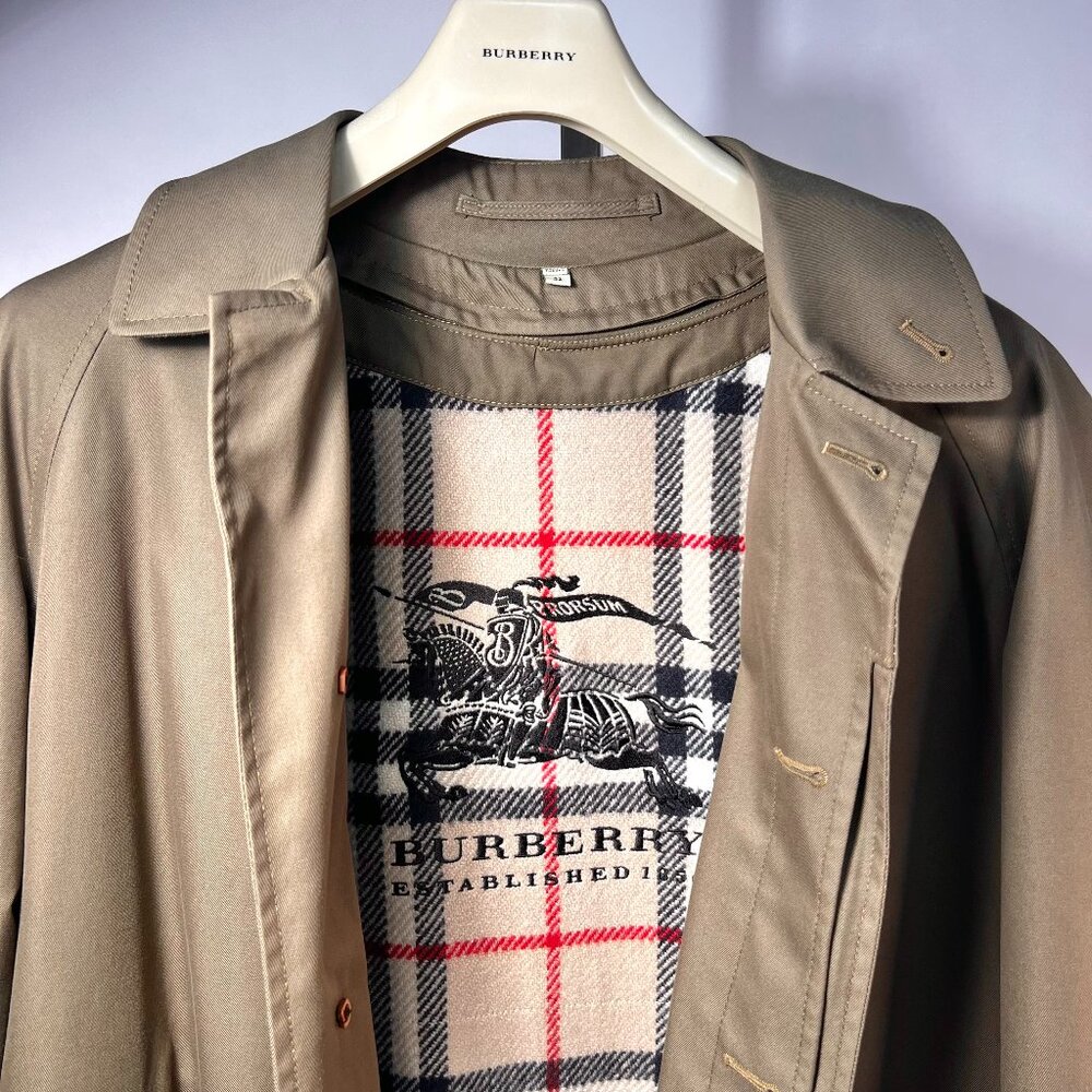 BURBERRY London Balmacaan Nova Check Coat with plaid wool Liner,‎ Brown Men 42US